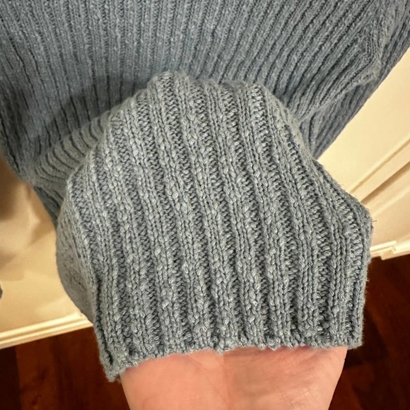 Vince Women's Blue Textured Rib Linen Cotton Pullover Crewneck Sweater - Picture 8 of 9